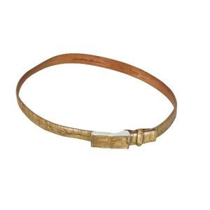 Womens Size Small Qualheim Bollorini Tan Textured Solid Leather Italian Belt